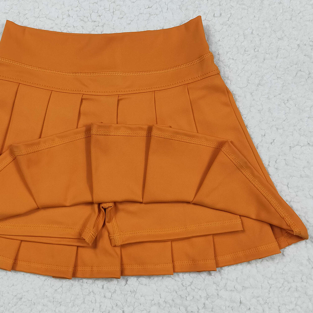 RTS NO MOQ （In stock）GLK0109 Baby Girls Summer Yoga Skirt Baby Girls Orange Yoga Skorts Bottom Pleated Skirts