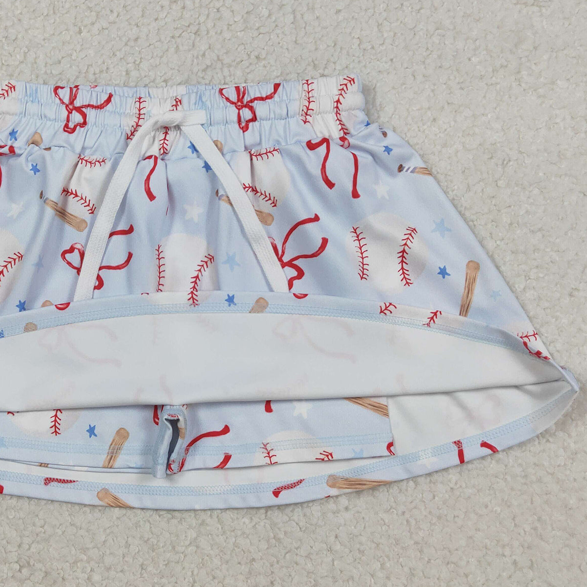 12.5 RTS NO MOQ （In stock）GLK0169 Baby Girls Summer Shorts Baby Girls Bows Baseballs Team Yoga Active Skirt Shorts Bottom