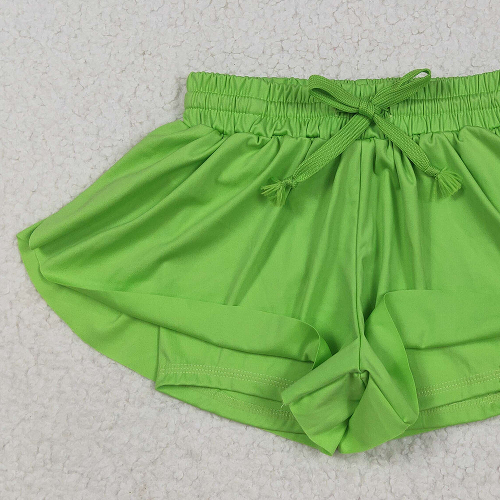 7.02 SS0548RTS NO MOQ Baby Girls Summer Yoga Shorts Baby Girls Green Skort Shorts Bottoms