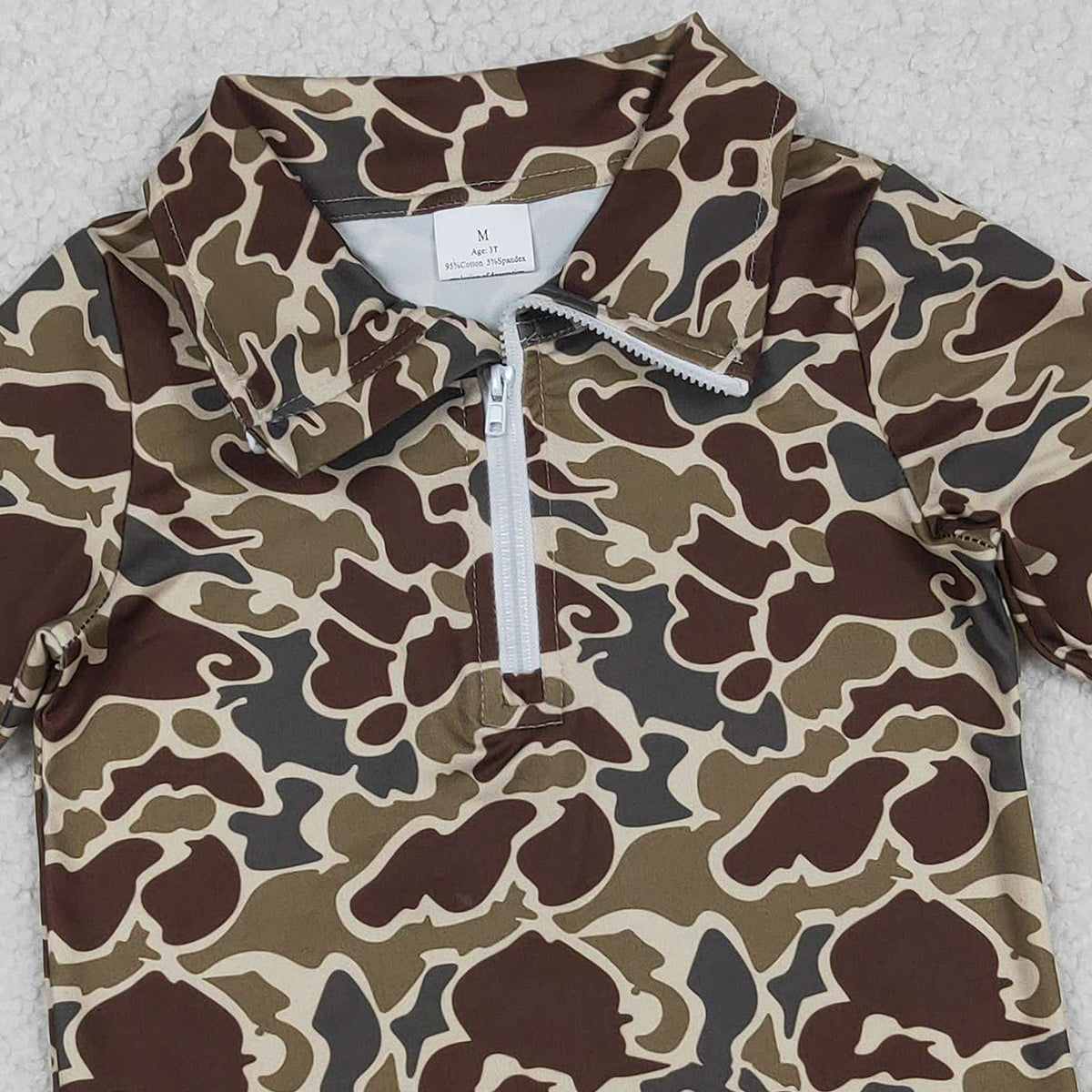 12.30 RTS NO MOQ （In stock）BT1649 Baby Boys Southern Dark Khaki Camo Zipper Pullovers Top