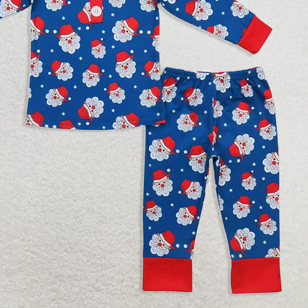 BLP0551RTS NO MOQ Baby Boys Winter Outfits Long sleeves santa kids boys Christmas bamboo pajamas