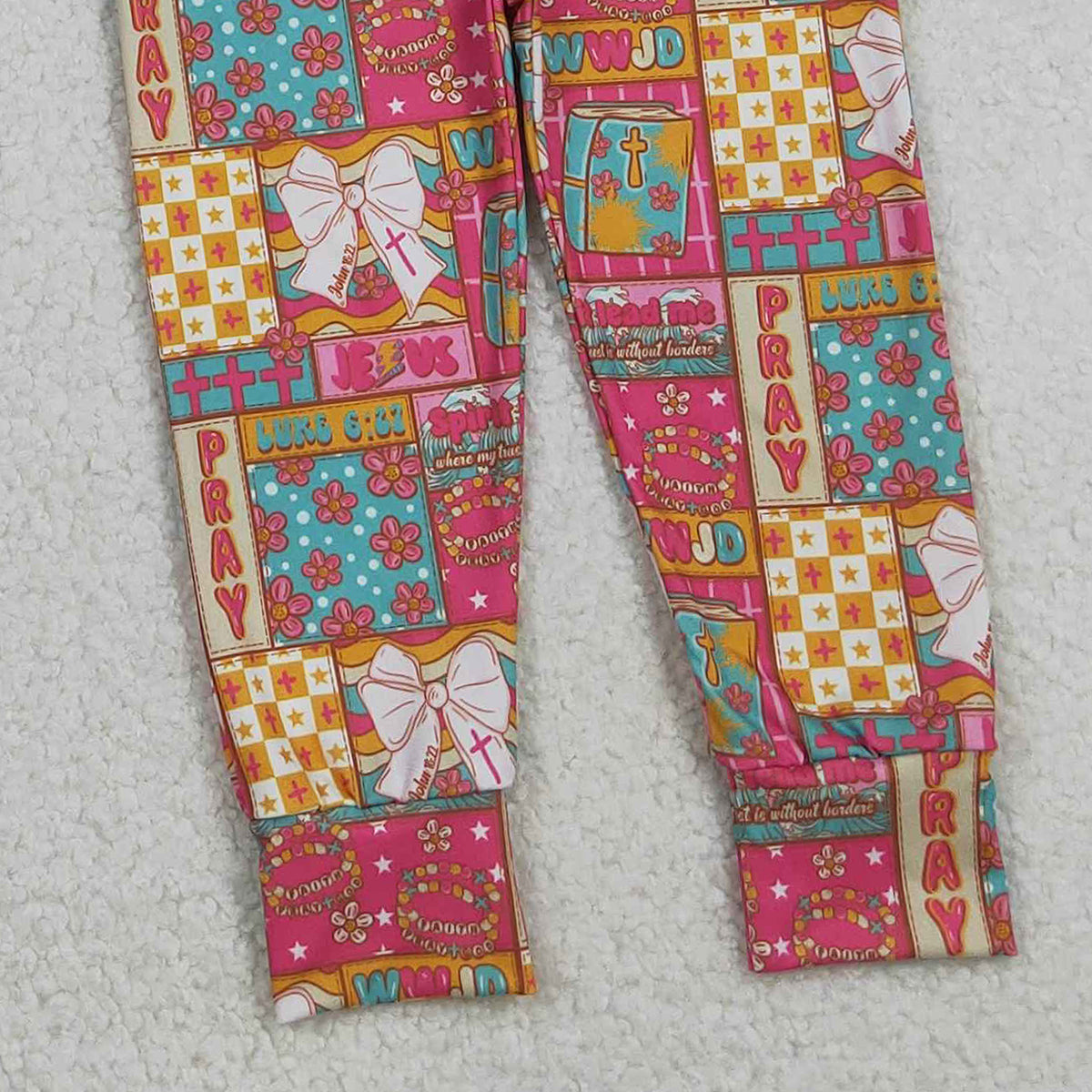 11.19 RTS NO MOQ （In stock）GLP2891 Baby Girls Bows Flowers Pray Checked Hoodies Pockets Jogger Pants Clothes Sets