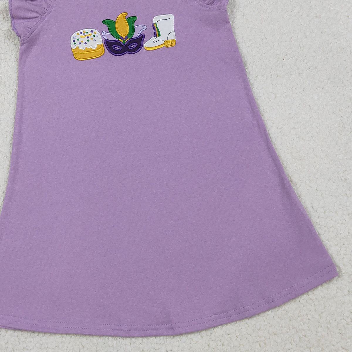 1.21 RTS NO MOQ （In stock）GSD3022 Embroidery Anchor Masks Donuts Baby Girls Mardigras Knee length Dress