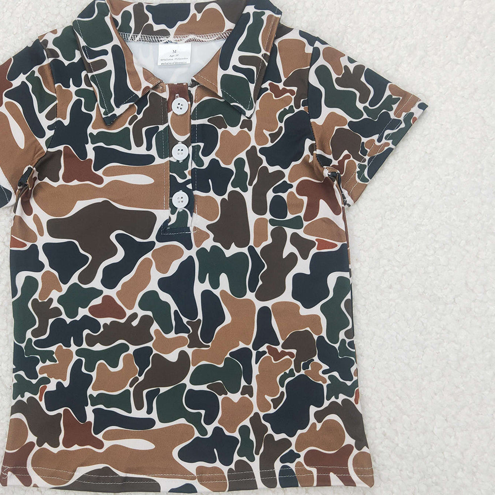 5.20 BT1213 RTS NO MOQ Baby Boys Summer Tops Short sleeves brown camo print kids boys polo shirt