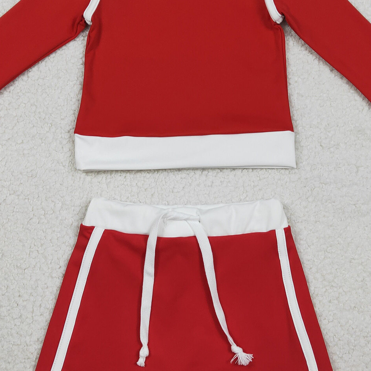 2.3 RTS NO MOQ （In stock）GLD1482 Baby Girls Red Long Sleeve Top Skirts Shorts Yoga Active Clothes Sets