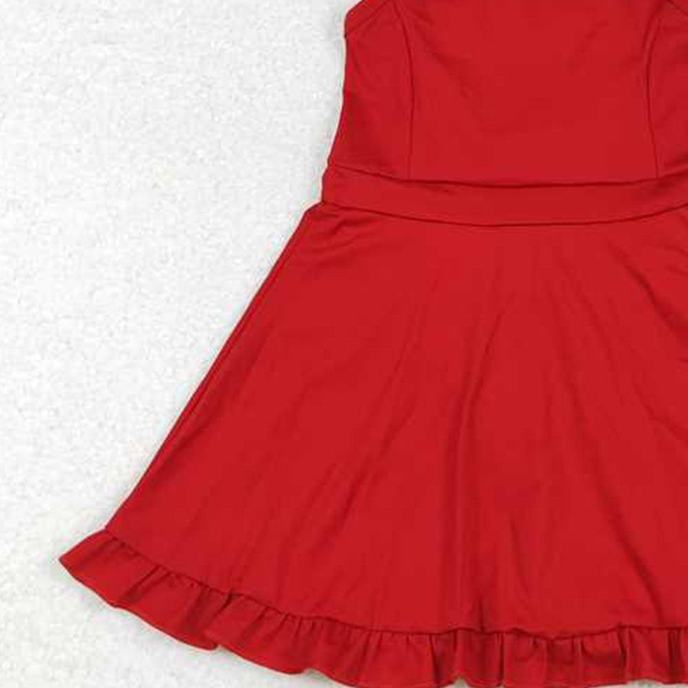 S0453 RTS NO MOQ  Red straps ruffle baby girls summer active wear