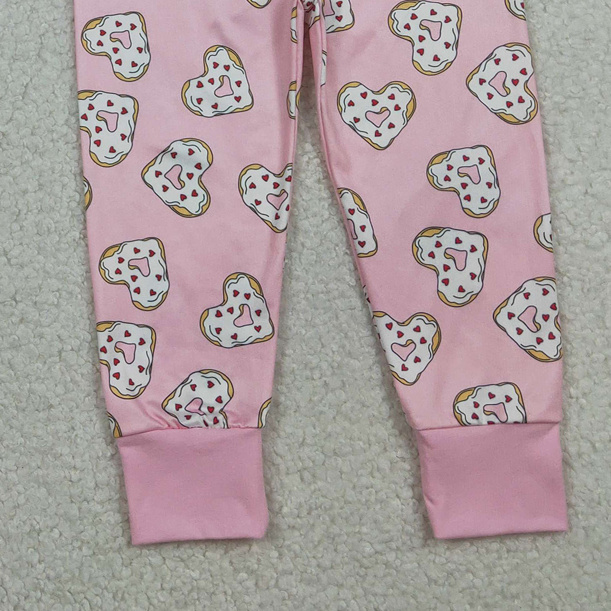 1.14 RTS NO MOQ （In stock）GLP3245 Baby Girls Pink Donuts Hearts Top Pants Valentines Pajamas Sets