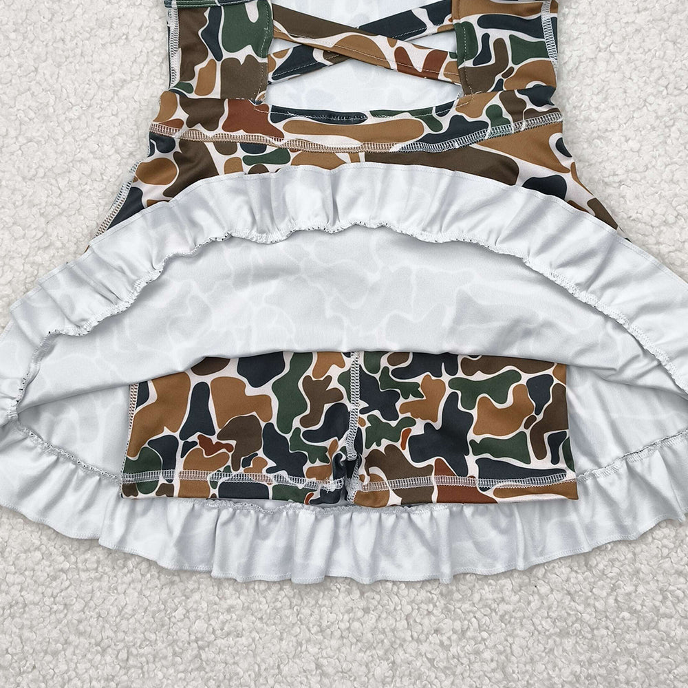 6.27   GSD2309 RTS NO MOQ Baby Girls Summer Yoga Dress baby girl clothes yoga camouflage sleeveless dress