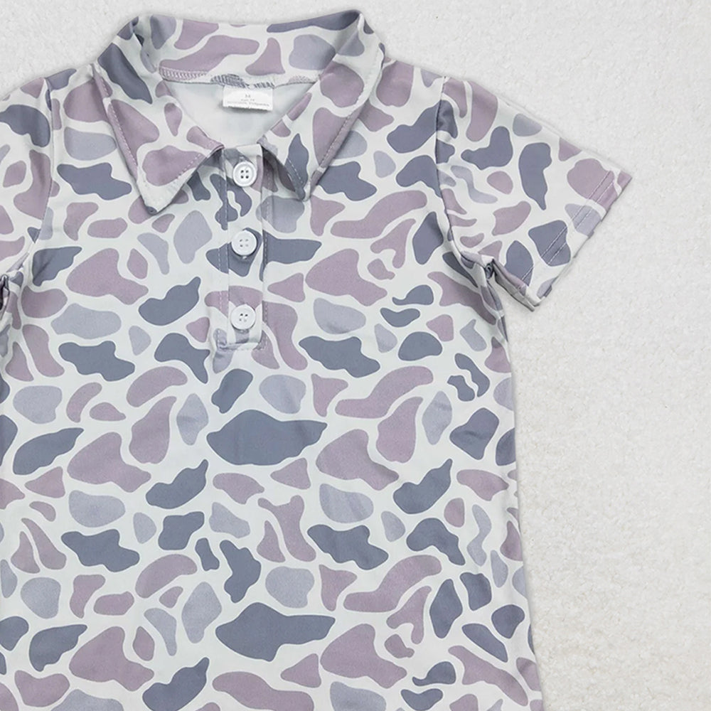 USA Shop (in stock)BT0597  Baby Boys Baby Boys Summer Tops  Camo Short Sleeve Buttons Tee Shirts Tops