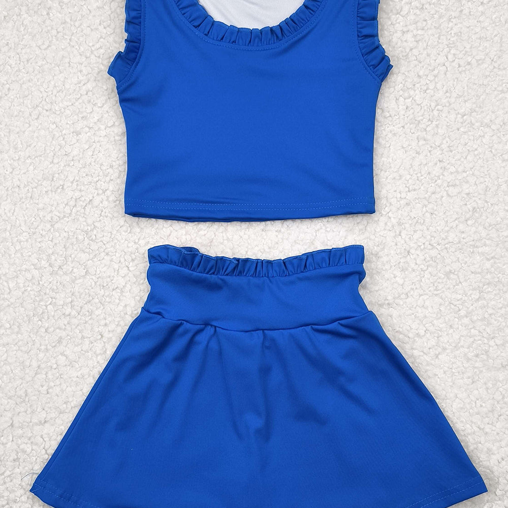 4.28 GSD2391 RTS NO MOQ Baby Girls Yoga Outfits baby girl clothes yoga blue sleeveless dress