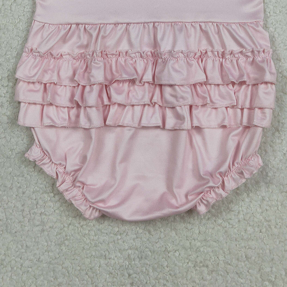 3.7 RTS NO MOQ （In stock）SR3825 Children's Fashion Romper Baby Girls Pink Flutter Sleeve Cherry Bows I'm Just a Girl Ruffle Rompers