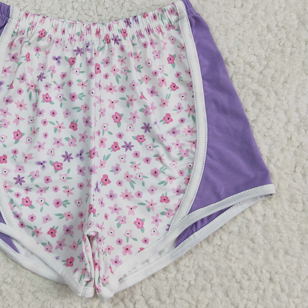 6.19 SS0524RTS NO MOQ Baby Girls Shorts Baby Girls Lavender Floral Strawberry Shorts Bottoms