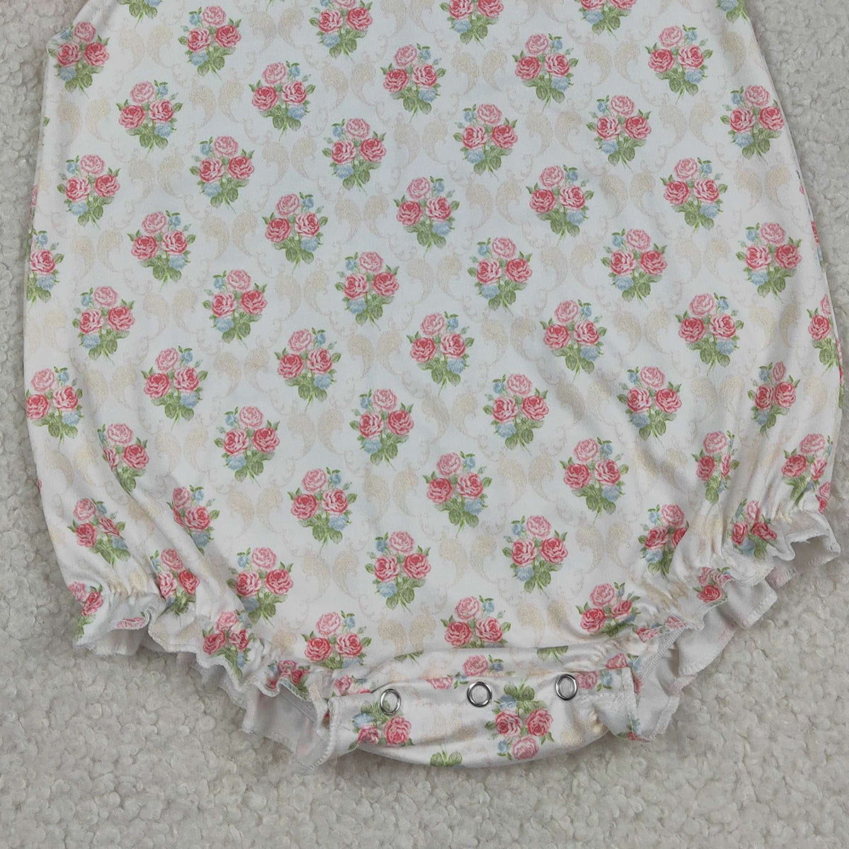 3.13 RTS NO MOQ （In stock）SR3677 Children's Fashion Romper Baby Girls Pink Flutter Sleeve Flowers Checked Ruffle Rompers