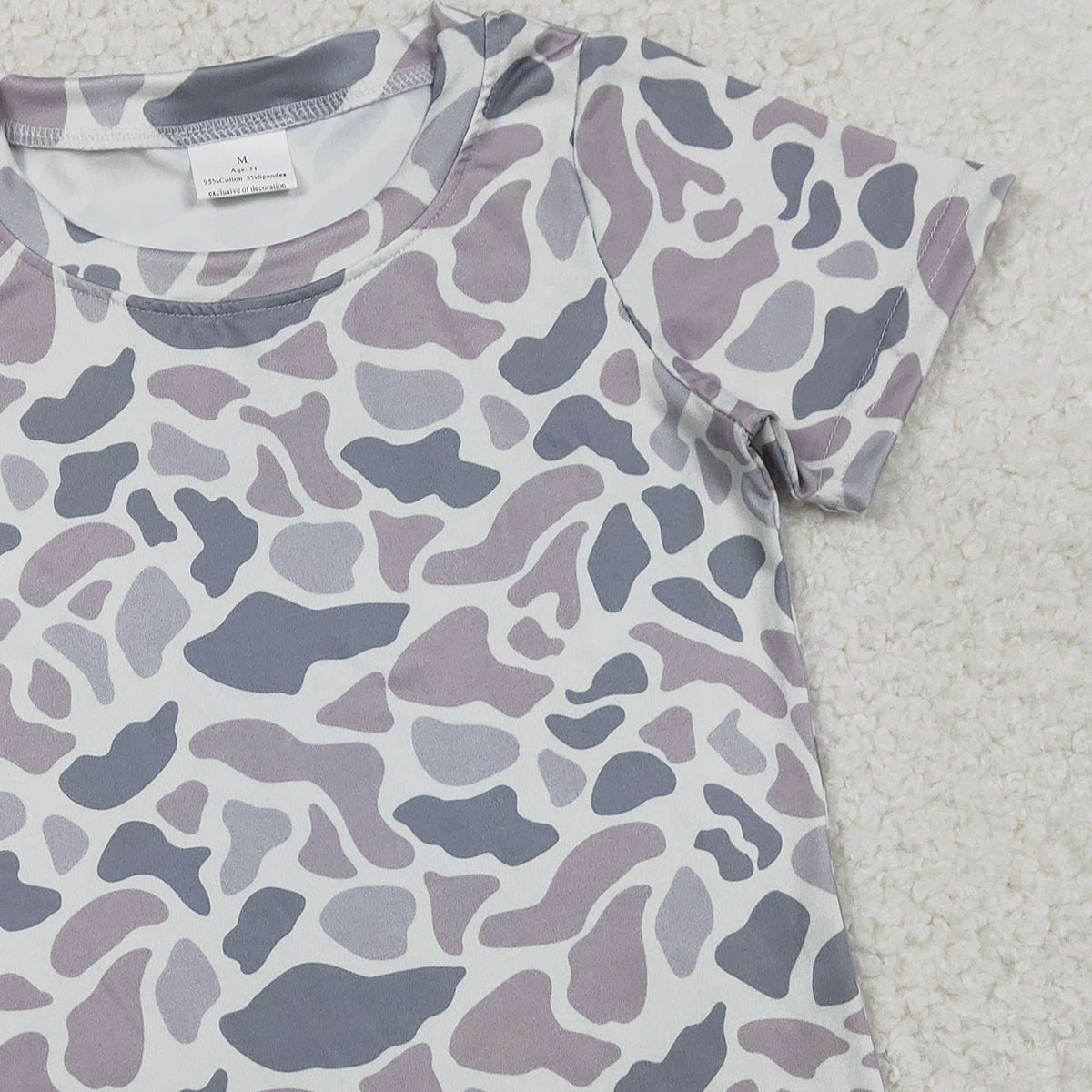 2.9 RTS NO MOQ （In stock）BT1712 Kids' Clothing for Baby Boys Short Sleeve Light Grey Camouflage T-shirt Top