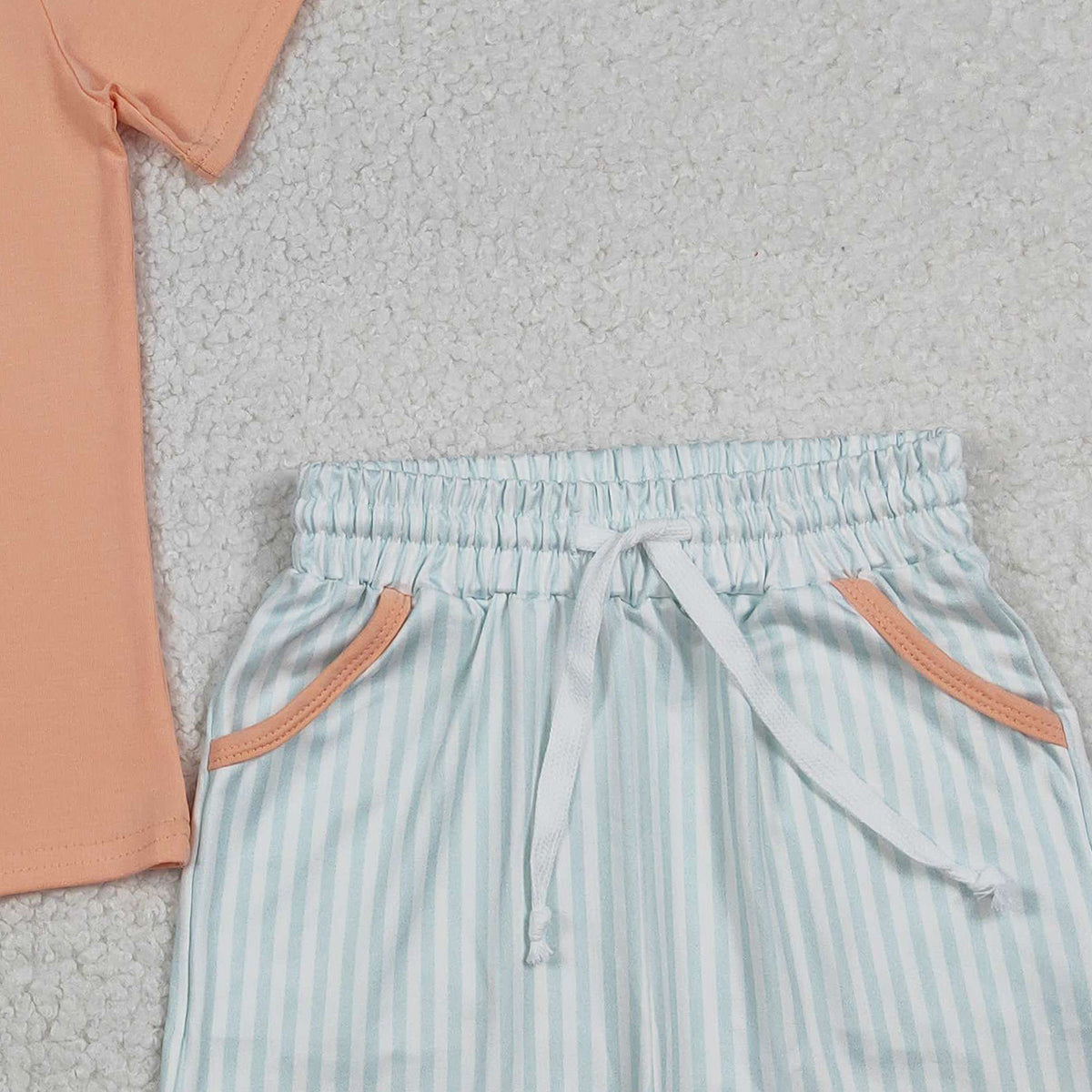 12.23 RTS NO MOQ （In stock）BSSO1606 Embroidery Fishing Baby Boys Shirts Stripe Pockets Shorts Hunting Clothes Sets