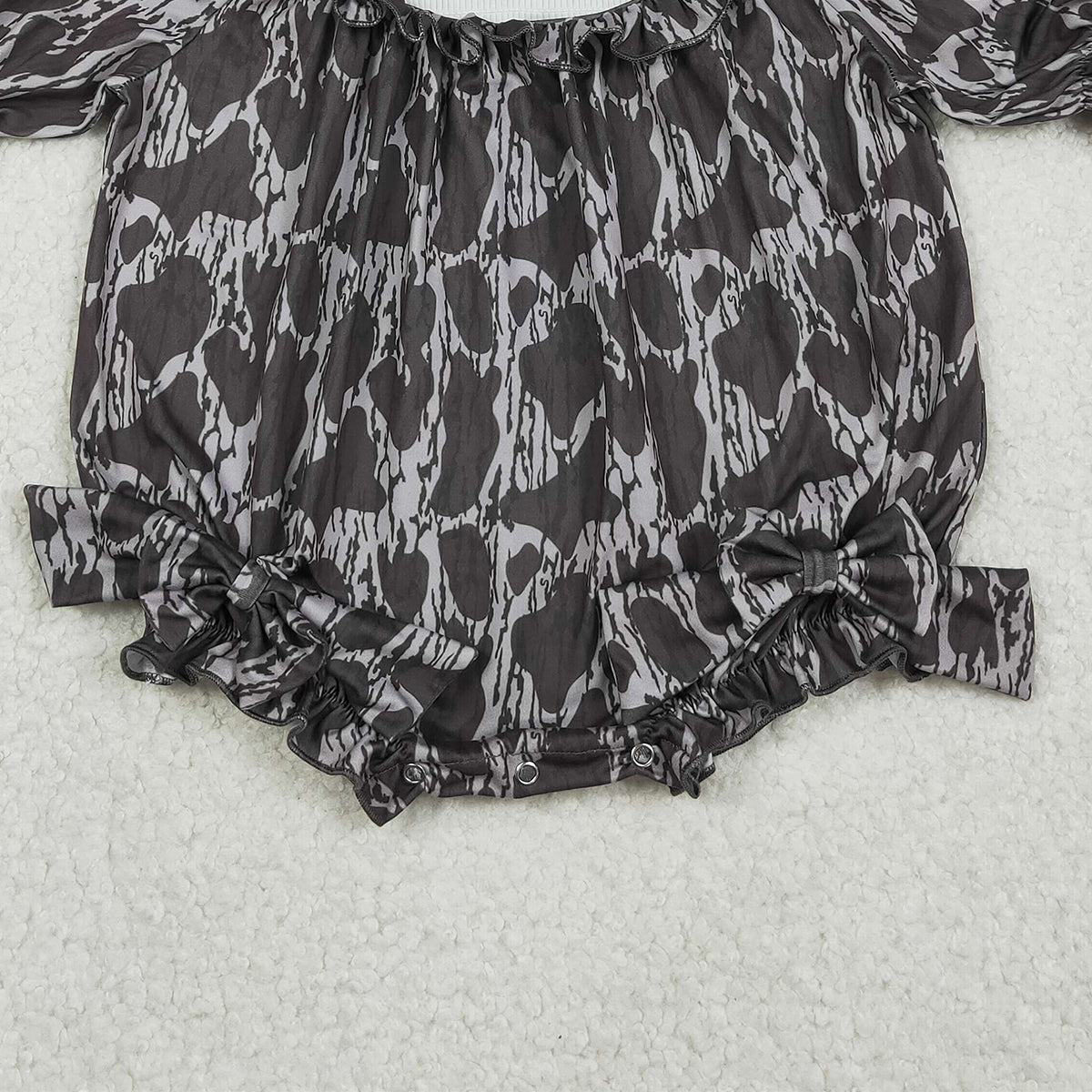 11.12 RTS NO MOQ （In stock）LR2727 Baby Girls Summer Rompers Smocked Mamas Bestie Baby Girls Camo Hunting Ruffle Rompers