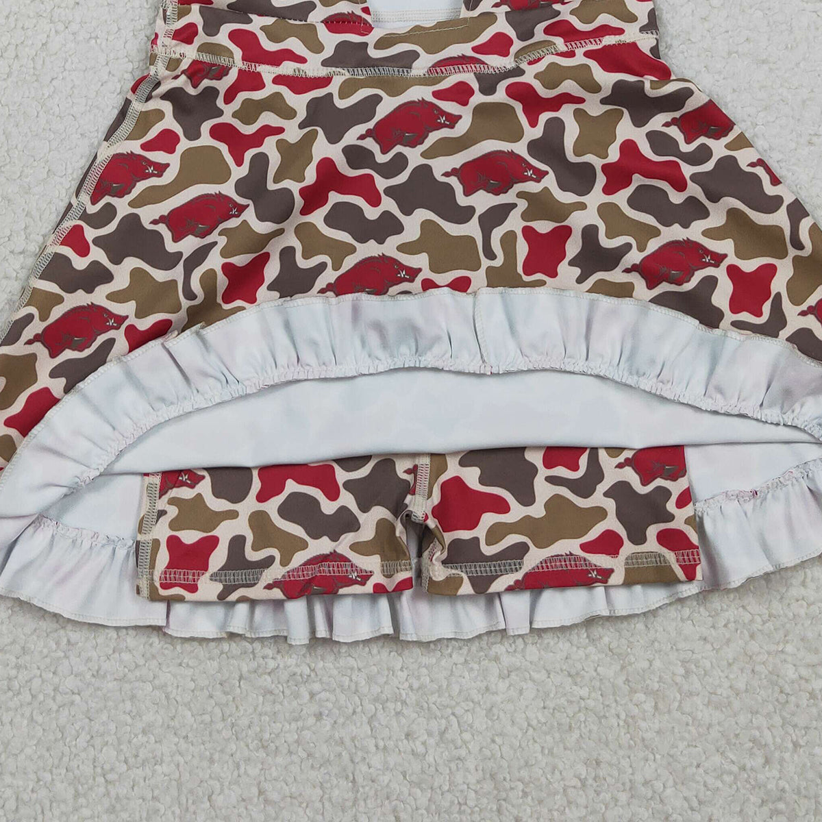 3.28 RTS NO MOQ （In stock）GSD3587 Straps camo hogs kids girls team athletic dress