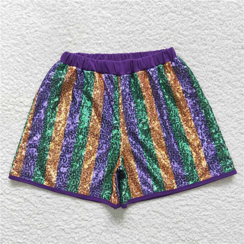 SS0119  Adult Women Green Purple Gold Sequin Shorts