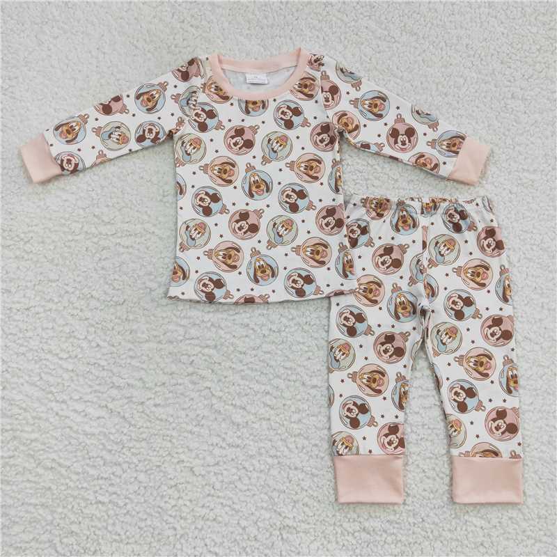 GLP0739Pink mouse duck jingle bell girls Christmas pajamas