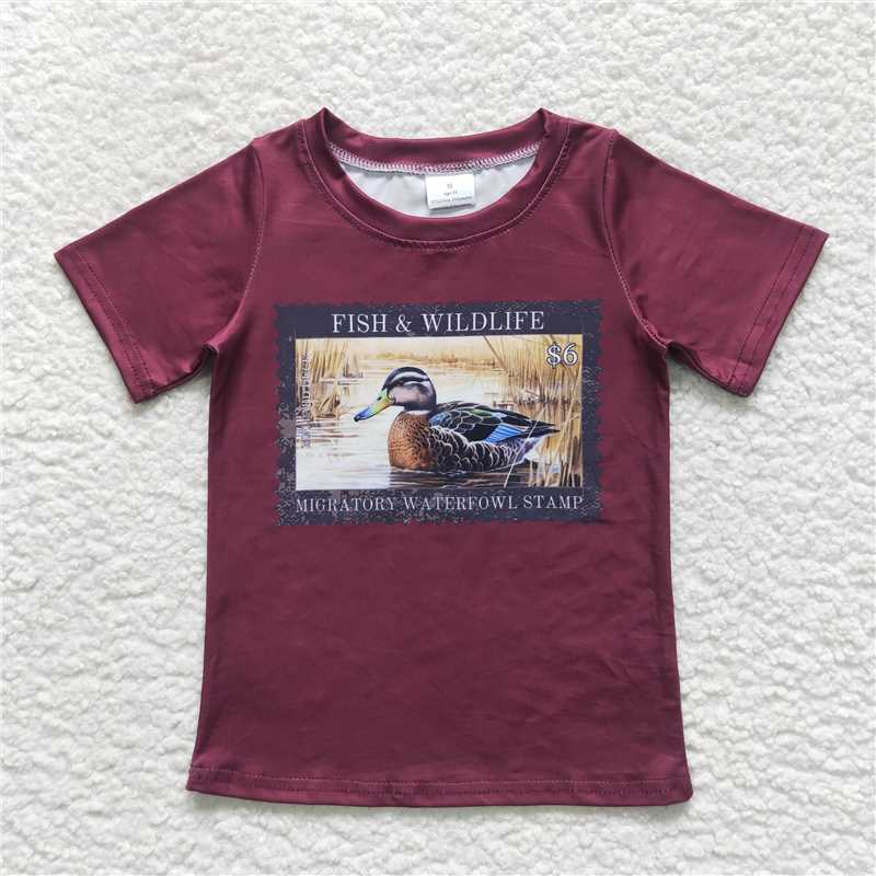Baby Boys Trucker-Duck Print Short Sleeve Top