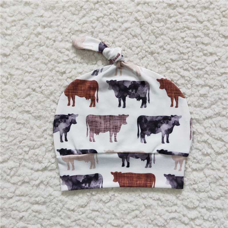 HA0009 Cow pattern cream hat