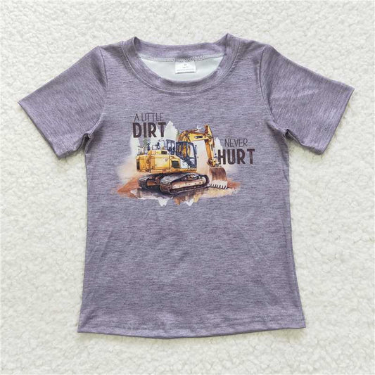 BT0341 Baby Boys Excavator Grey Top Tee Shirts