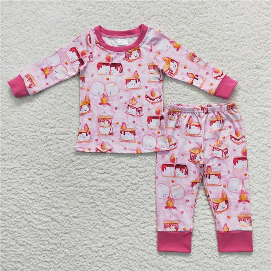 GLP0714Pink cake long sleeves baby girls pajamas