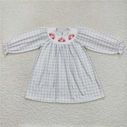 GLD0357 Pink santa pocket baby girls Christmas dress