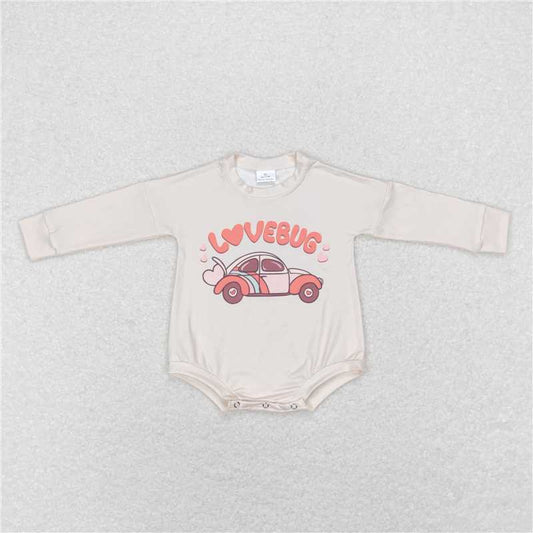 RTS LR0833 lovebug heart car beige long-sleeved jumpsuit