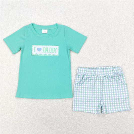 BSSO0406 Baby Boys I Love Daddy Shirt Shorts Father's Day Outfits Clothing Sets