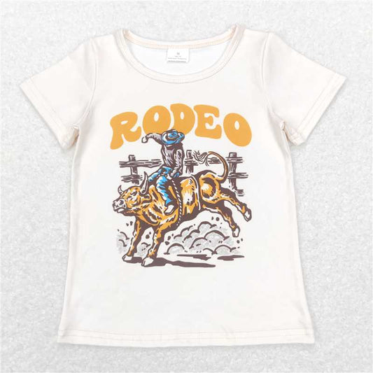 BT0515  Baby Boys Ivory Western Rodeo Short Sleeve Tee Shirts Tops