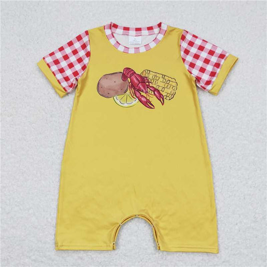 12.30 RTS NO MOQ （In stock）Matching SR0770 Baby Infant Boys Potato Crawfish Corn Rompers