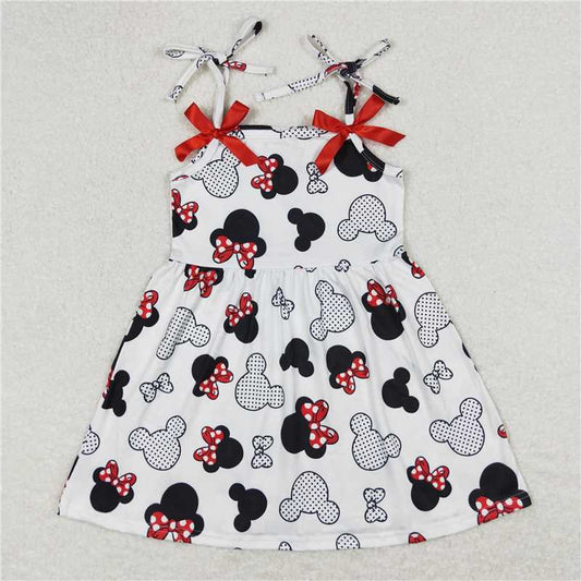 GSD0855  Baby Toddler Girls Cartoon Mouse Straps Knee Length Dresses