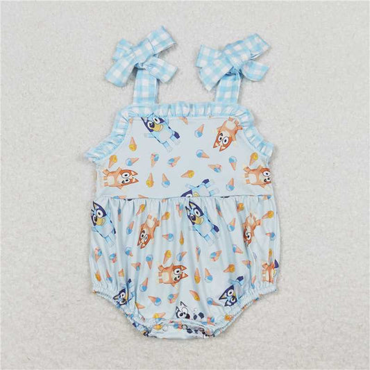 SR1113  Baby Girls Straps Dogs Sibling Sister Summer Clothes Sets