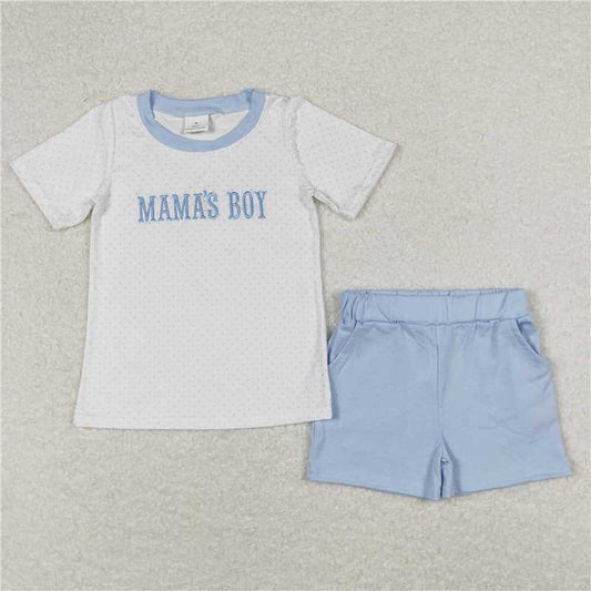 BSSO0570  Baby Boys Mama's Boy Short Sleeve Tee Top Shorts Clothes Sets