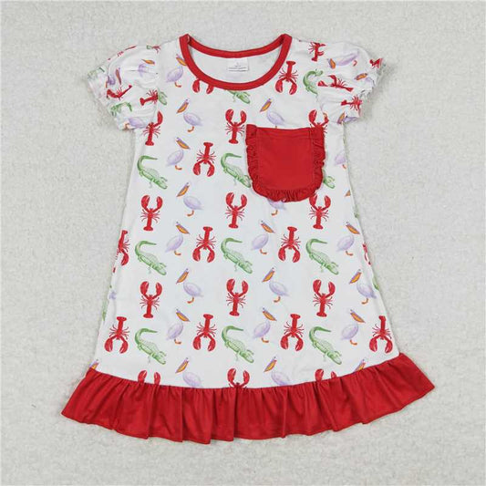 GSD0869  Short sleeves crawfish crocodile girls summer night gown