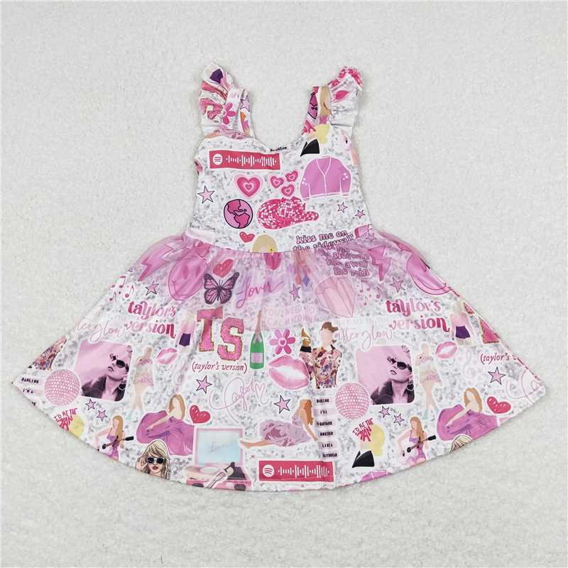 European and American female singer print short-sleeved dress