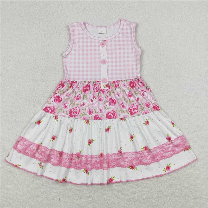 GSD0860  Sleeveless floral patchwork baby girls dresses