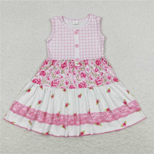 GSD0860  Sleeveless floral patchwork baby girls dresses