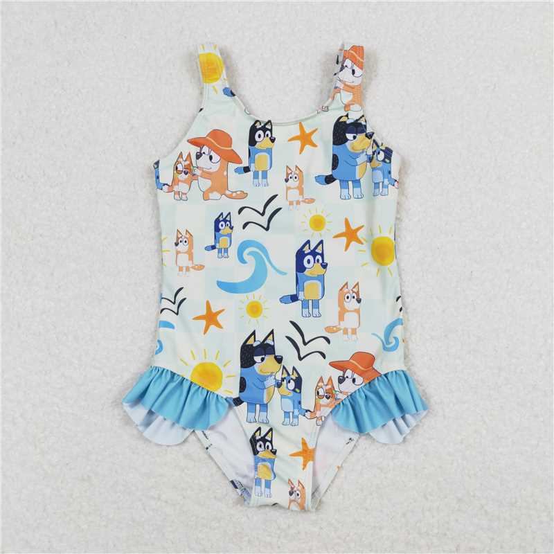 S0356  Kids Auldt Dogs Family Starfish Trunks Swimsuits
