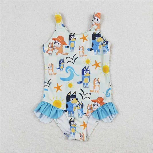 S0356  Kids Auldt Dogs Family Starfish Trunks Swimsuits
