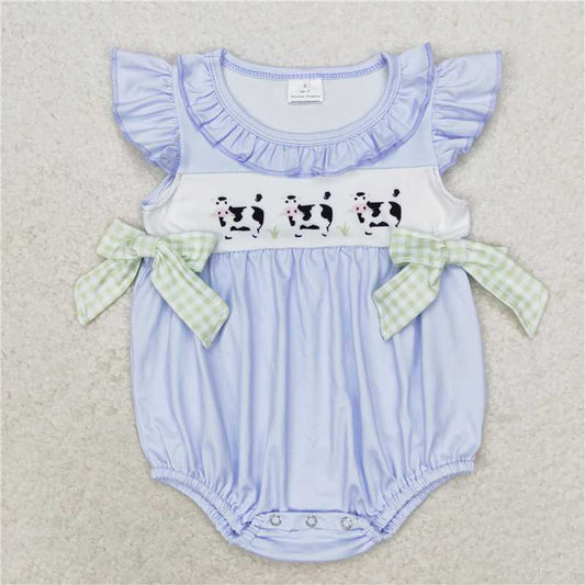 SR1696  Baby Girls Boys Cows Western Sibling Dresses Rompers Sets