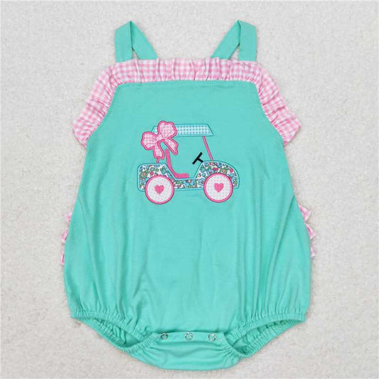SR1223  Baby Infant Girls Golf Straps Ruffle Floral Summer Rompers