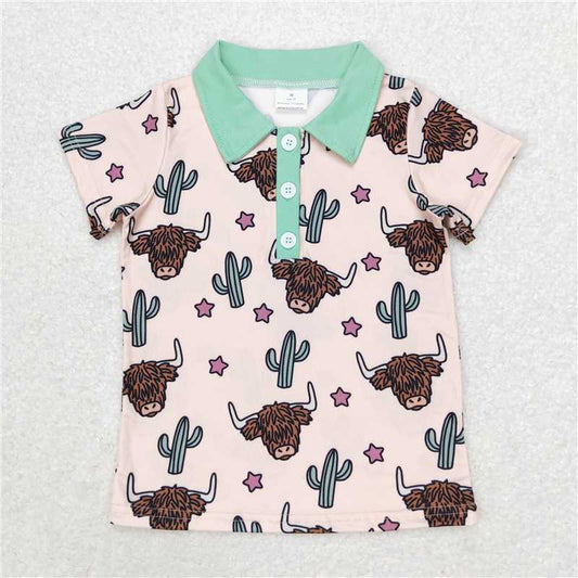 BT0143  Baby Boys Western Cow Cactus Shirts Tops