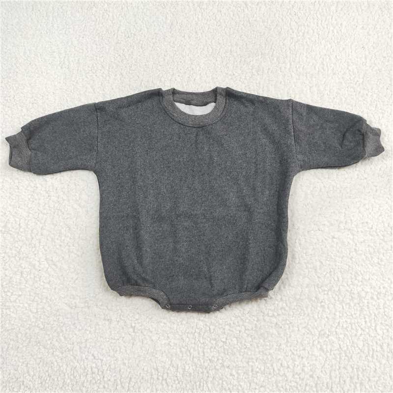 RTS  COTTON LR1228 Charcoal grey fleece long-sleeved jumpsuit