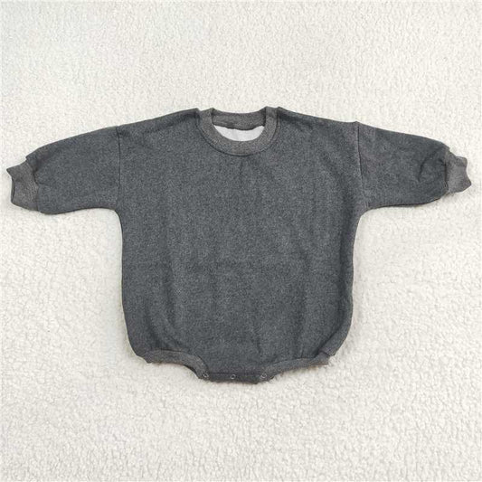 RTS  COTTON LR1228 Charcoal grey fleece long-sleeved jumpsuit
