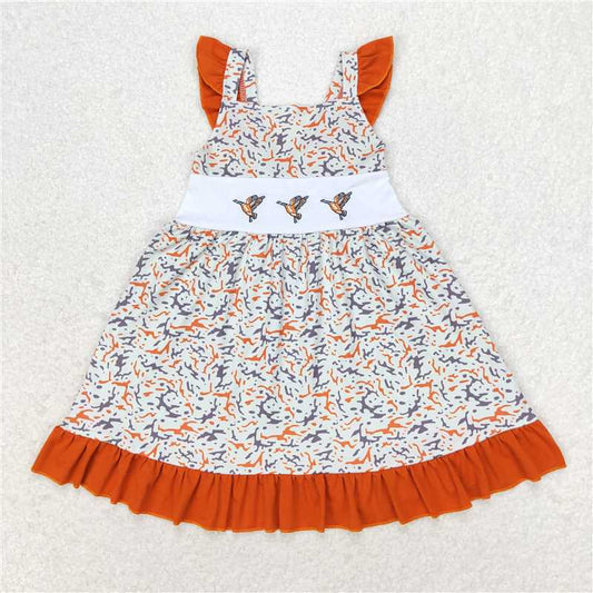 GSD1271  Baby Girls Embroidery Camo Ducks Sibling Dresses Rompers Clothes Sets
