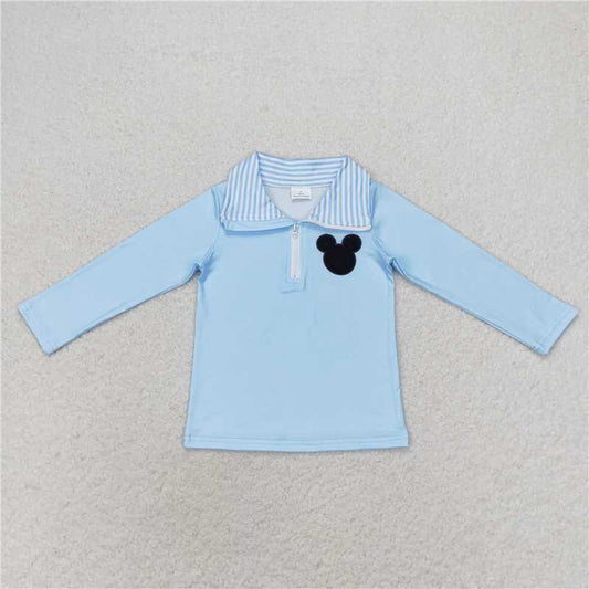 BT0708  Baby Girls Boys Sibling Cartoon Zip Long Sleeve Tee Shirts Tops