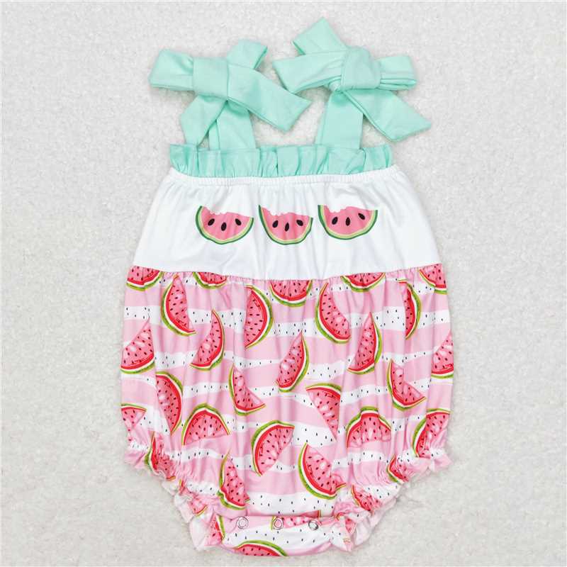 SR1157  Baby Infant Girls Watermelon Straps Rompers