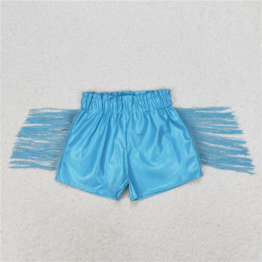 SS0241  Baby Girls Tassels Fashion Sibling Sister Pleather Shorts